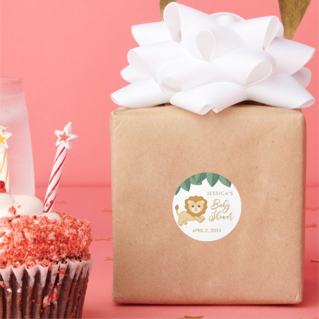 Baby shower bébé lion de faveur autocollants (Fête)