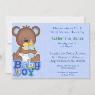 Baby shower bébé mignonne Ours Invitation