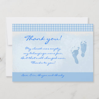 Baby shower Bébé Pieds Bleus Merci plat