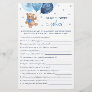 Baby shower Bébé plaisanteries Jeu Teddy Bear Bleu