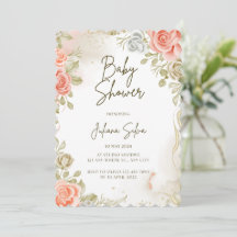 Baby shower beige Floral Invitation
