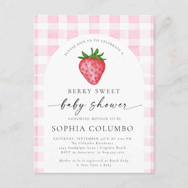 Baby shower Berry Sweet Strawberry Invitation (Devant)