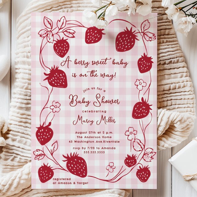 Baby shower Berry Sweet Strawberry Invitation (Créateur téléchargé)