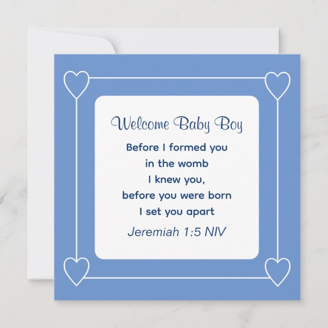 Baby shower Bible Verse Bleu Gratté Invitation (Devant)