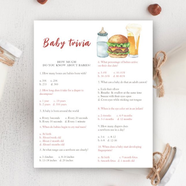 Baby shower bière - Jeu de trivia pour bébé (Créateur téléchargé)