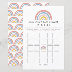 Baby-shower Bingo Arc-en-ciel Aquarelle