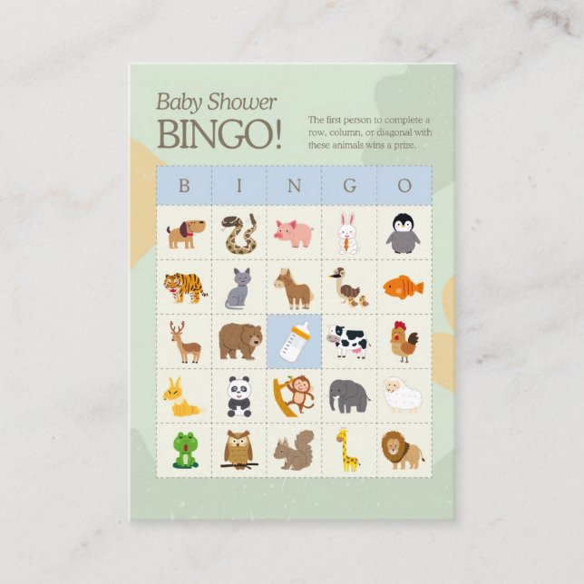 Baby shower Bingo Bingo Bingo Cartes de jeu (Devant)