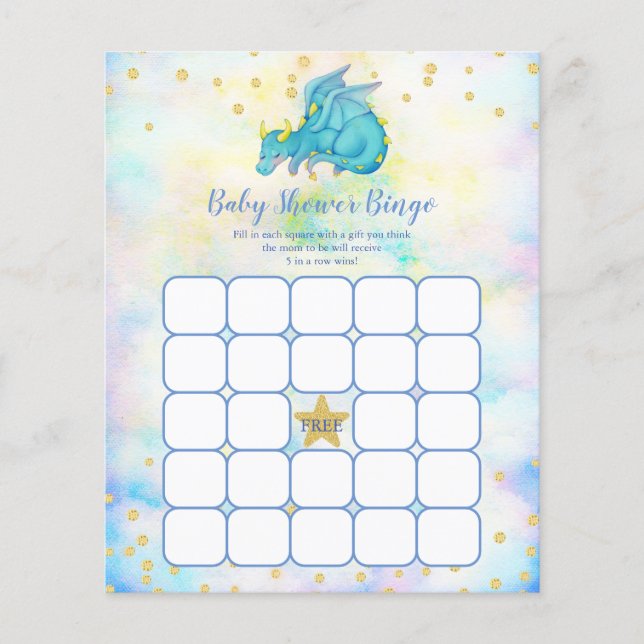 Baby shower Bingo Blue Dragon (Devant)