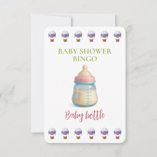 Baby Shower Bingo Card, Funny Game- Baby Bottle (Devant)