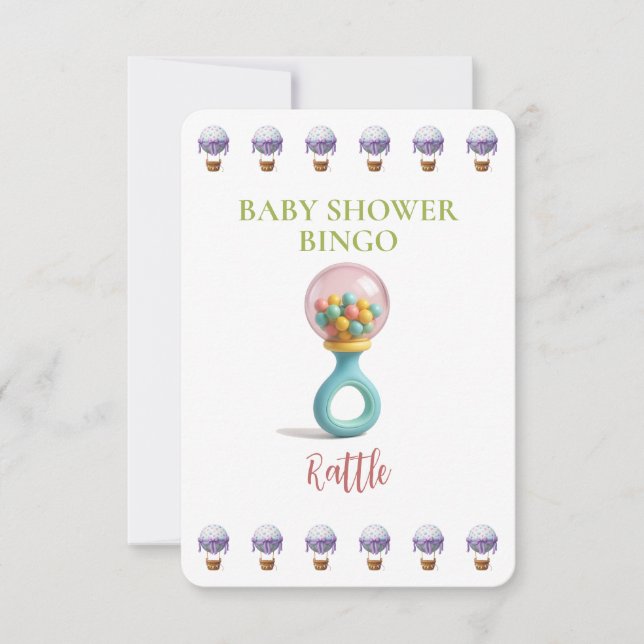 Baby Shower Bingo Card, Funny Game- Rattle (Devant)