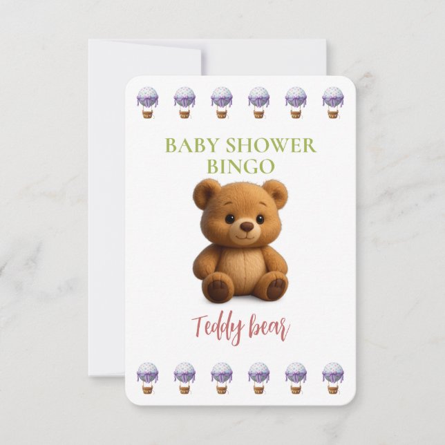Baby Shower Bingo Card, Funny Game- Teddy Bear (Devant)