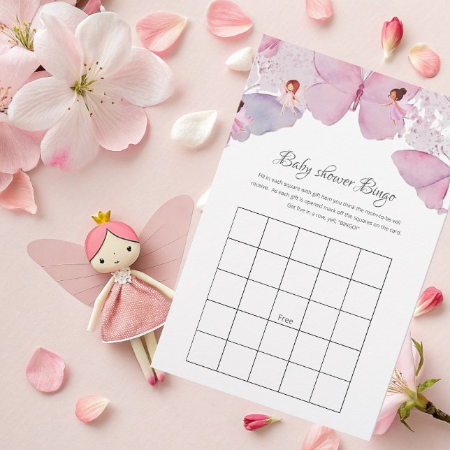 Baby shower Bingo Card - Thème Fairy en rose (Créateur téléchargé)