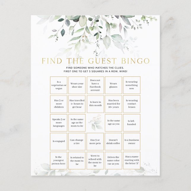 Baby shower Bingo Cartes Invitations - Trouvez l'i (Devant)