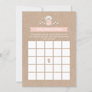 Baby shower Bingo Girl Lamb Carte de jeu