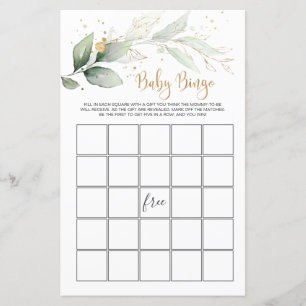 Baby shower Bingo Green Foliage Jeu