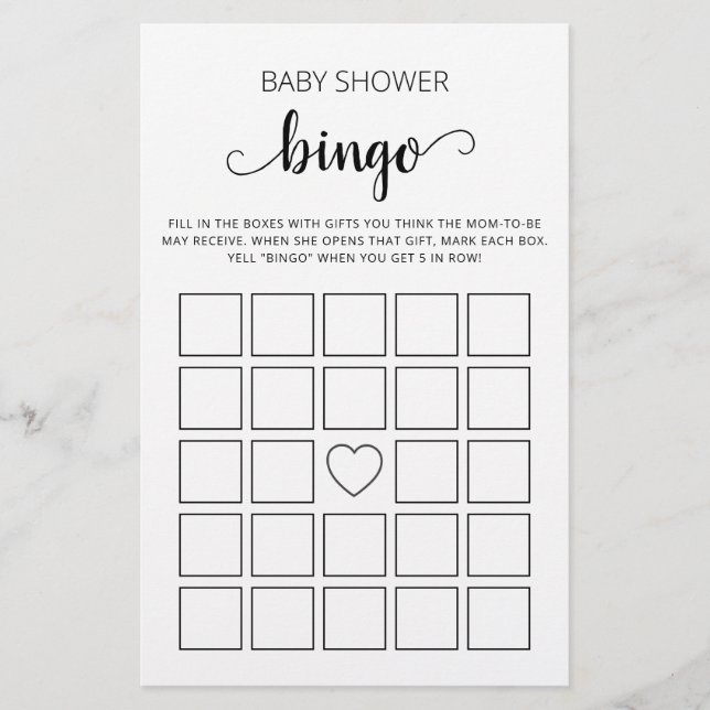 Baby shower Bingo Jeu Baby shower (Devant)