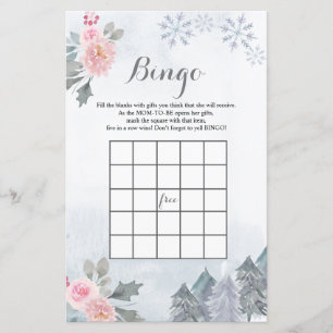 Baby shower Bingo Jeu Snowflakes hiver Floral