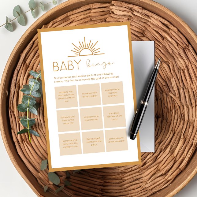 Baby shower Bingo Jeu Sunshine Boho (Créateur téléchargé)