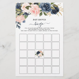 Baby shower Bingo Marine Rose Cascader Jeu Floral