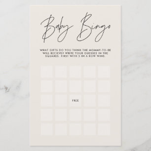 Baby shower bingo moderne design crème naturelle