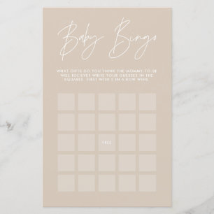 Baby shower bingo moderne élégant naturel beige