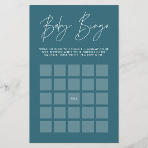 Baby shower bingo moderne élégant turquoise bleu
