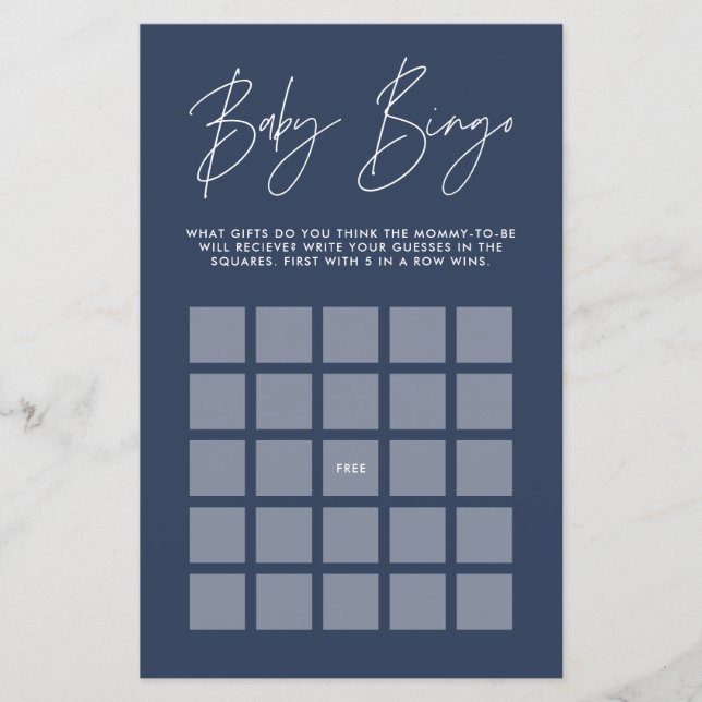 Baby shower bingo moderne elenavy bleu (Devant)