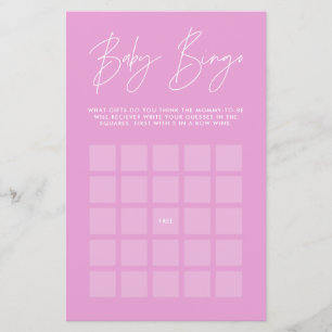Baby shower bingo moderne girly brillant cerise ro