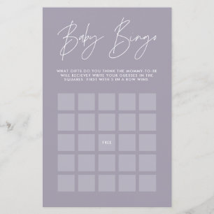 Baby shower bingo moderne lilas violet girly