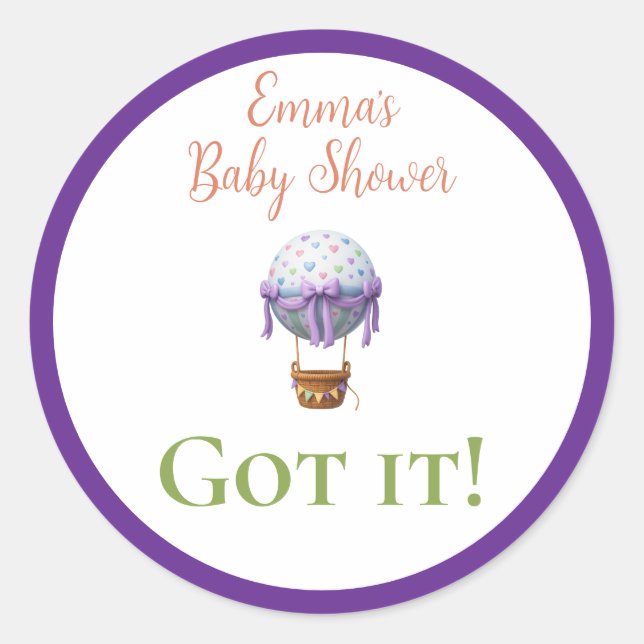 Baby Shower Bingo Stickers – Personalized “Got It! (Devant)