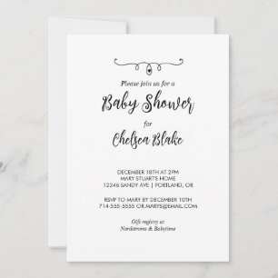 Baby shower blanc et noir doux Invitation