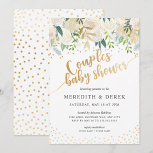 Baby shower blanc Floral Couples Invitation