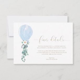 Baby shower Bleu Balloon Finer Détails Cartes