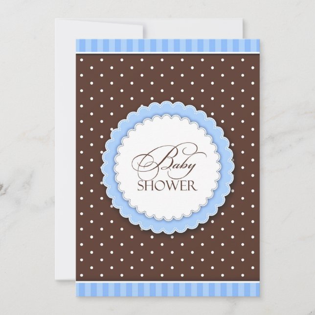 Baby shower Bleu Brown Plat Invitation (Devant)