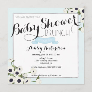 Baby shower bleu Brunch Invitation