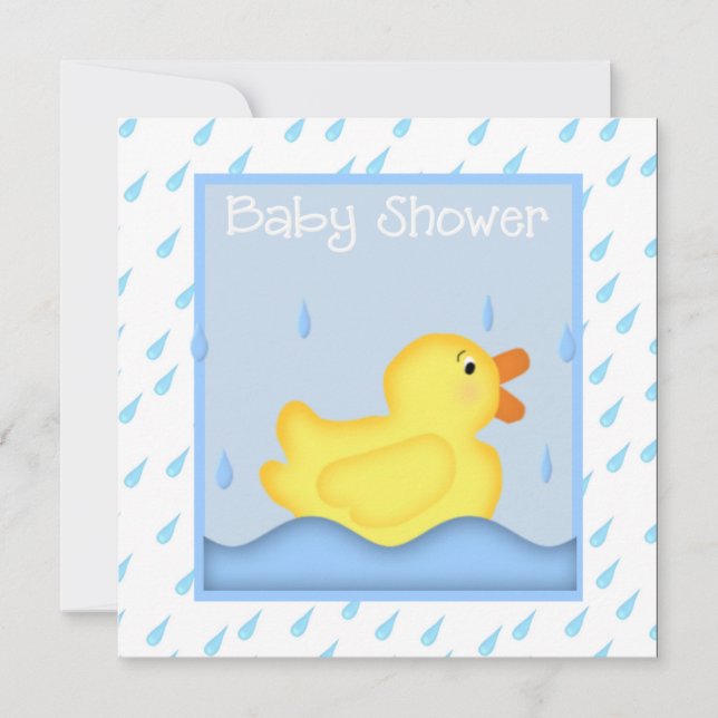 Baby shower bleu canard en caoutchouc Invitation (Devant)