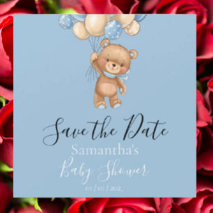 Baby shower Bleu de l'ours en peluche Enregistrer