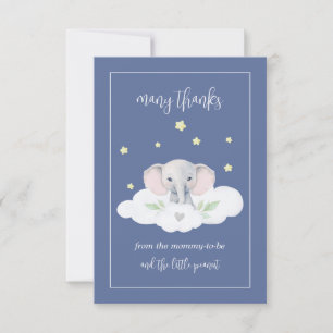 Baby shower bleu éléphant personnalisé Merci Carte