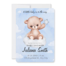 Baby shower bleu et blanc en invitation