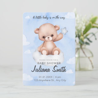 Baby shower bleu et blanc en invitation