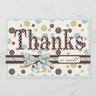 Baby shower bleu et Brown de Merci de pois