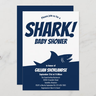 Baby shower bleu foncé requin Invitation