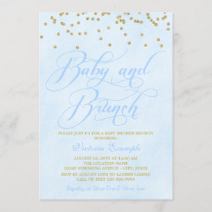 Baby shower Bleu Gold Boy Brunch Invitations