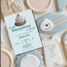 Baby shower bleu mignon Petit Dumpling Invitation