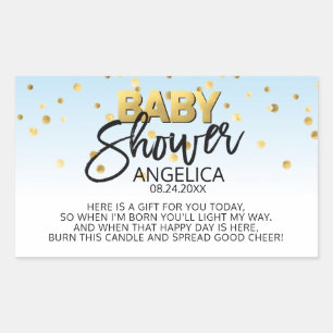 Baby shower bleu or bougie Votive Faveur Étiquette