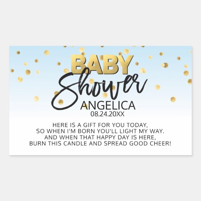 Baby shower bleu or bougie Votive Faveur Étiquette (Devant)