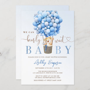 Baby shower Bleu Ours Teddy Invitation