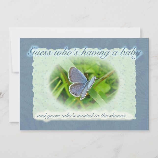 Baby shower Bleu Papillon Invitation (Devant)