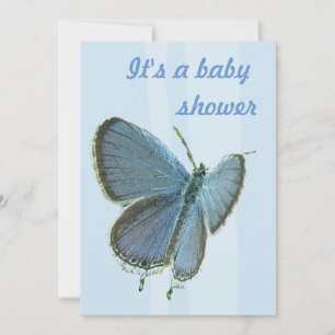 Baby shower Bleu Papillon Invitation