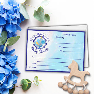 Baby shower Bleu Remplis En Invitation